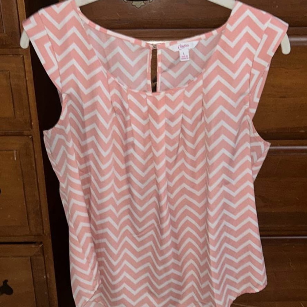 Candie's Pink and White Chevron Blouse
